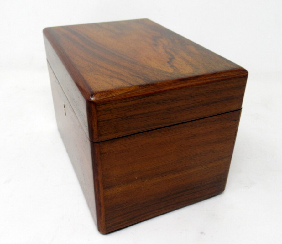 Antique Antique Satinwood Inlaid Flame Mahogany English Double Tea Caddy Box Victorian 