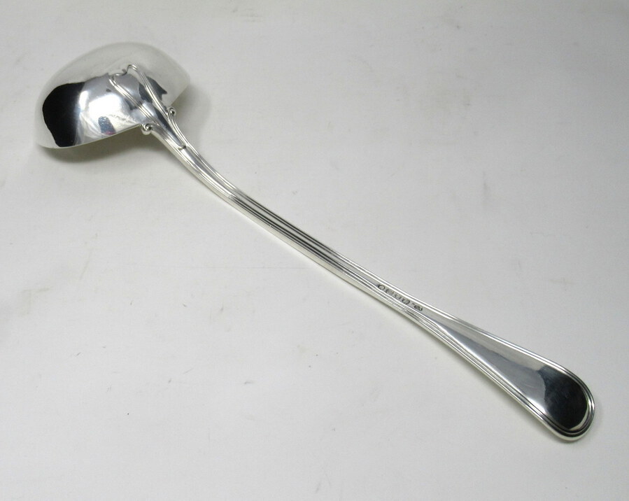 Antique Antique Victorian Sterling Silver Rat Tail Pattern Large 1851 Soup Ladle 9.9ozs