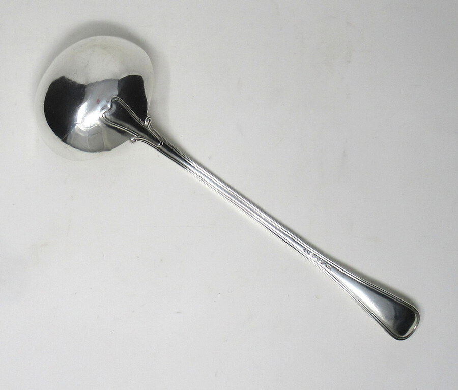 Antique Antique Victorian Sterling Silver Rat Tail Pattern Large 1851 Soup Ladle 9.9ozs