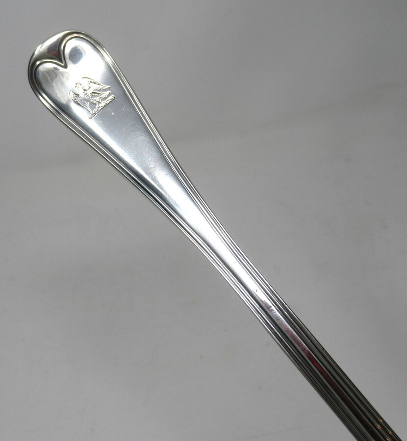 Antique Antique Victorian Sterling Silver Rat Tail Pattern Large 1851 Soup Ladle 9.9ozs