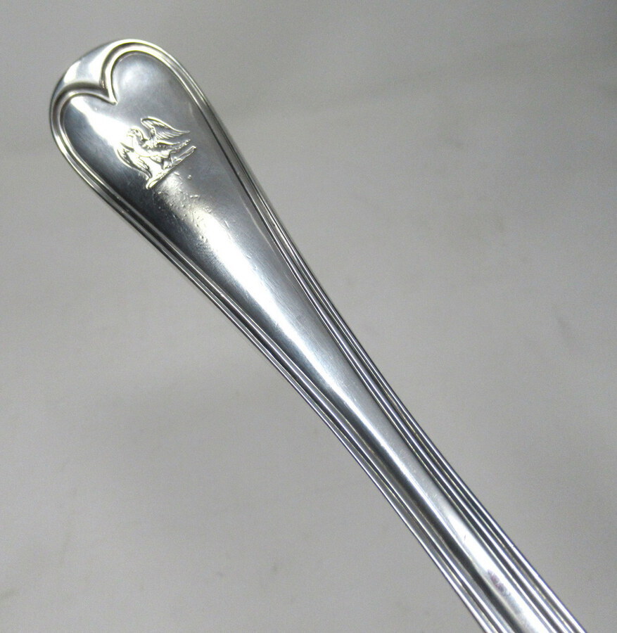 Antique Antique Victorian Sterling Silver Rat Tail Pattern Large 1851 Soup Ladle 9.9ozs