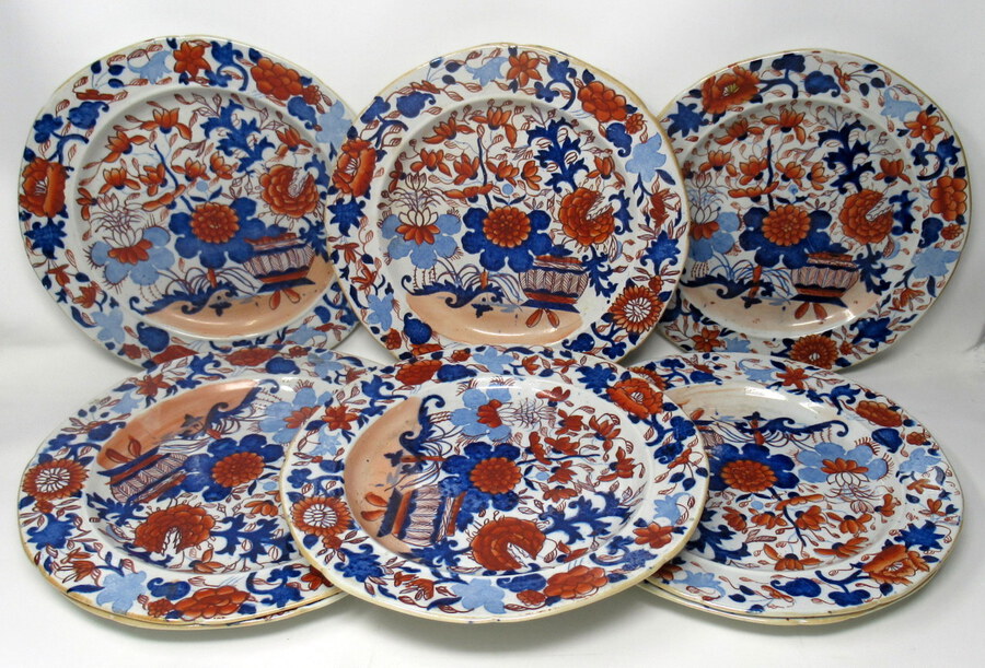 Antique Set of Twelve Masons Ironstone China Imari Cabinet Plates early 19th Century