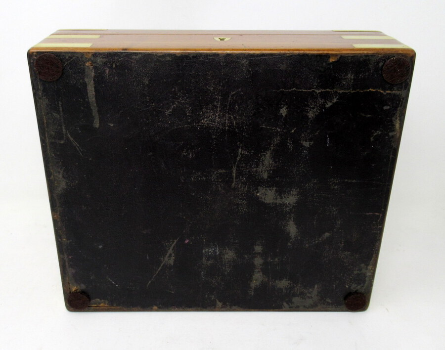 Antique Antique Vintage Solid Mahogany Wooden Jewelry Box Casket Brass Bound 19th Cent   