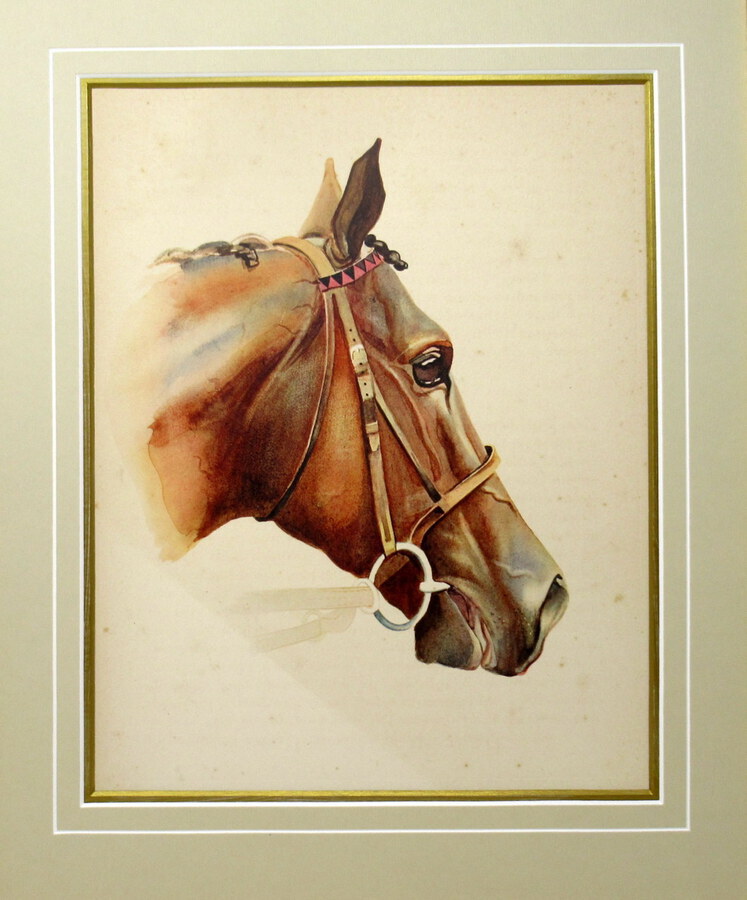 Antique Antique Equine Racehorse Painting SIR GALLAHAD French Thoroughbred Horse Racing