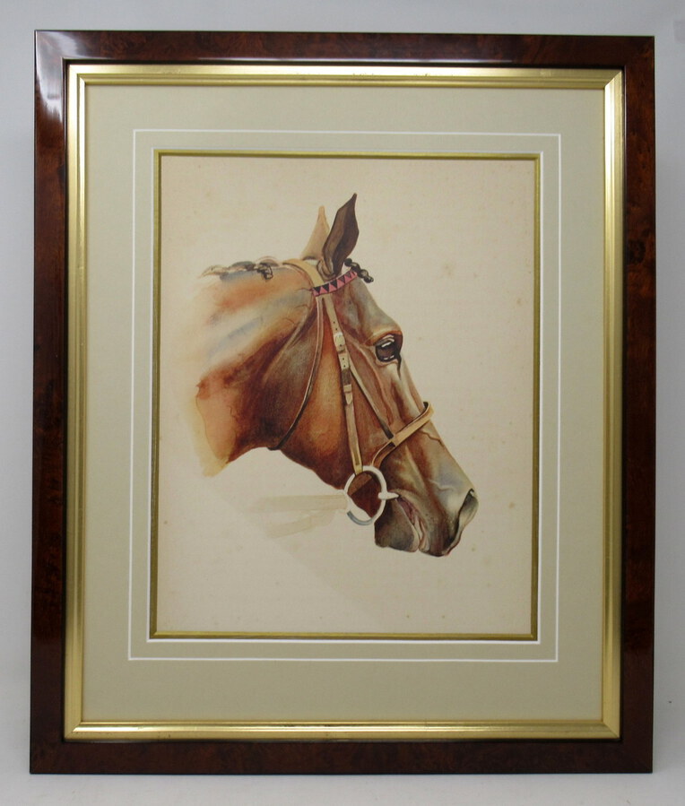 Antique Antique Equine Racehorse Painting SIR GALLAHAD French Thoroughbred Horse Racing