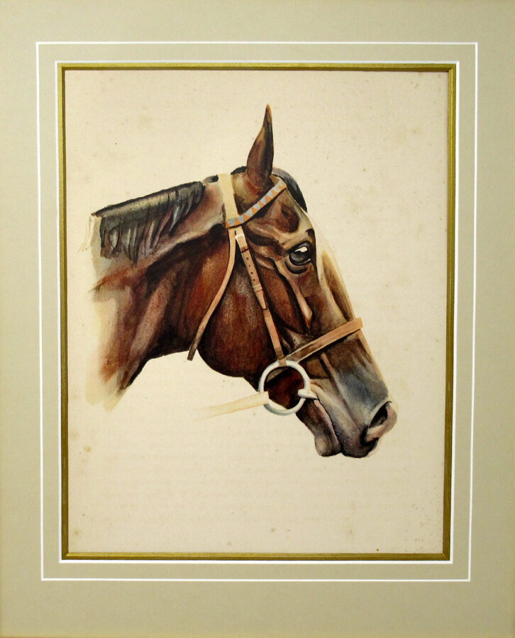 Antique Antique Equine Racehorse Painting TOURBILLON French Thoroughbred Horse Racing