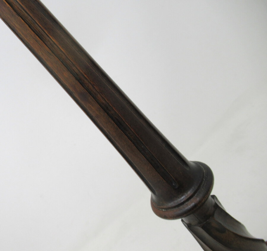 Antique Antique Pair Solid Mahogany Walnut Carved Treen Desk Candlesticks Candelabra 19th Century