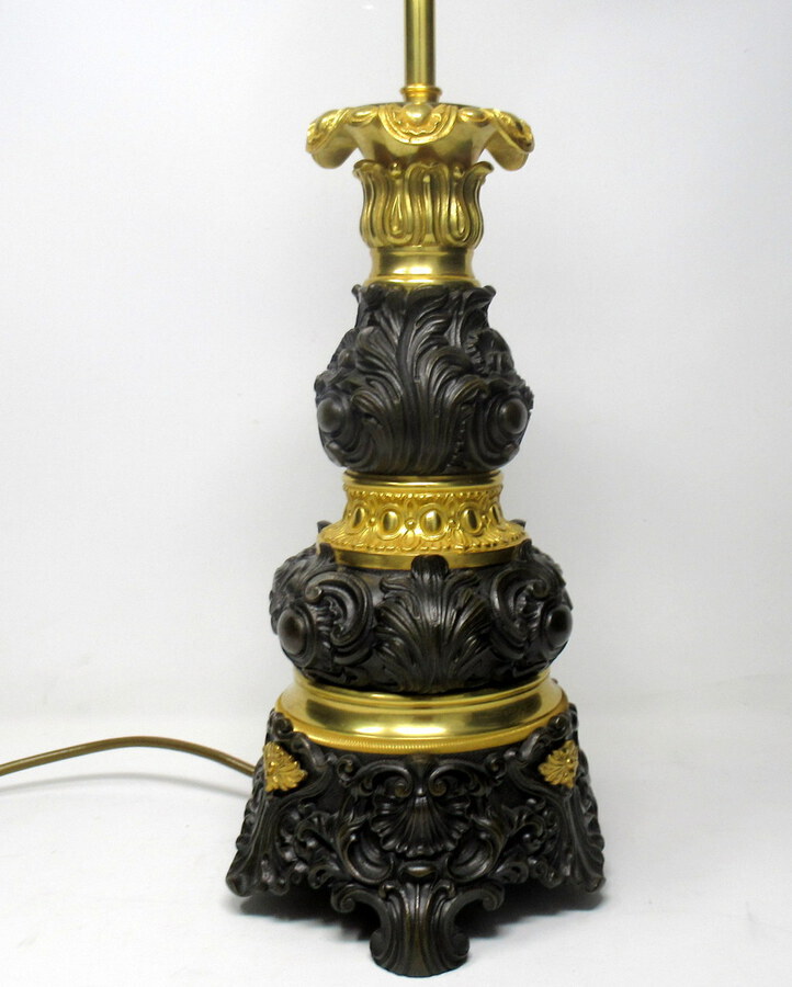 Antique Fine French Patinated Bronze and Ormolu Table Lamp Mid 19th Century