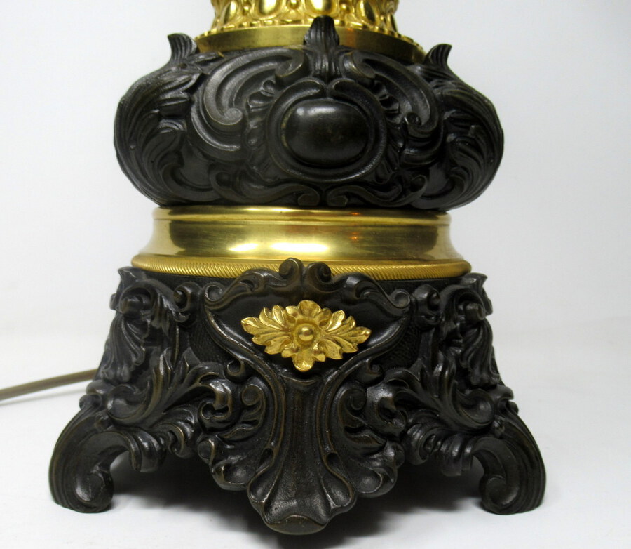 Antique Fine French Patinated Bronze and Ormolu Table Lamp Mid 19th Century