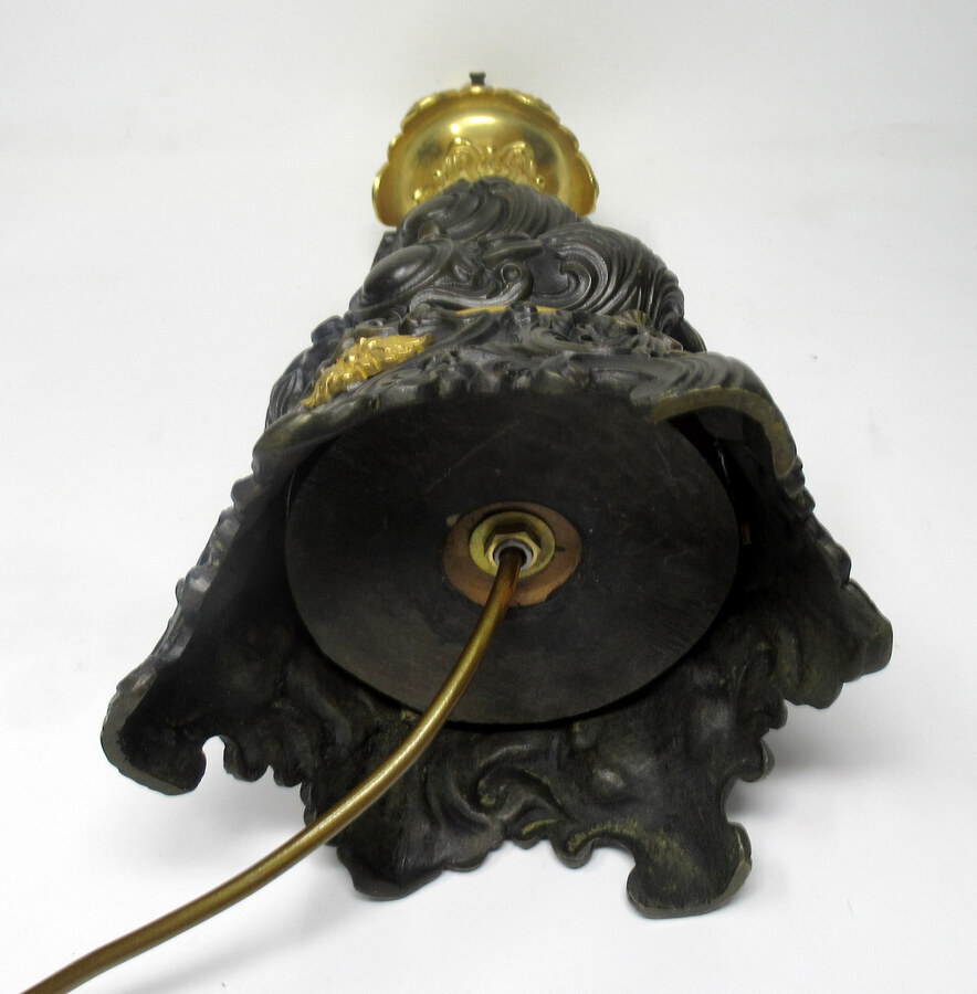 Antique Fine French Patinated Bronze and Ormolu Table Lamp Mid 19th Century