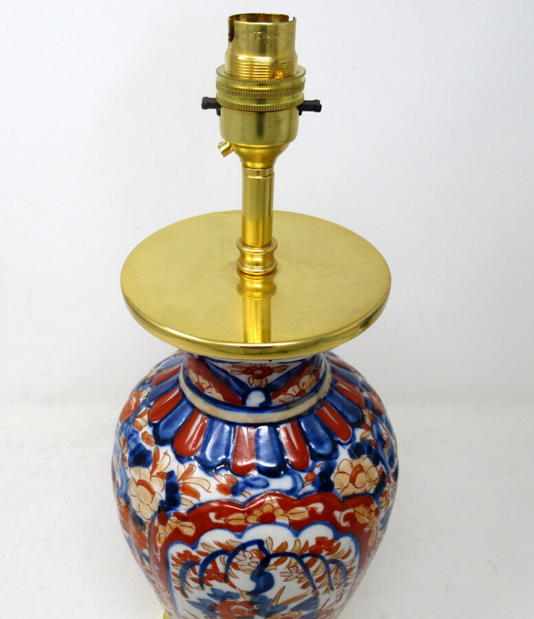 Antique Antique Vintage Japanese Chinese Imari Porcelain Ormolu Table Lamp Blue Red Gilt 