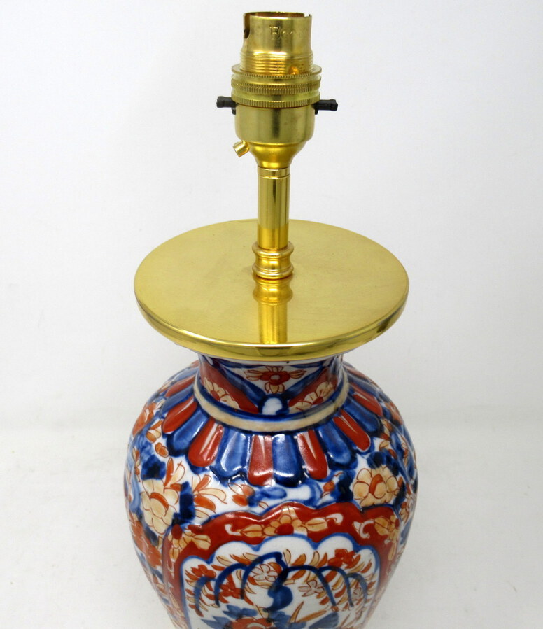 Antique Antique Vintage Japanese Chinese Imari Porcelain Ormolu Table Lamp Blue Red Gilt 