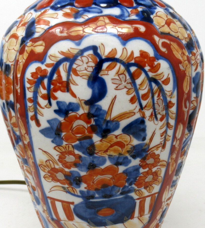 Antique Antique Vintage Japanese Chinese Imari Porcelain Ormolu Table Lamp Blue Red Gilt 