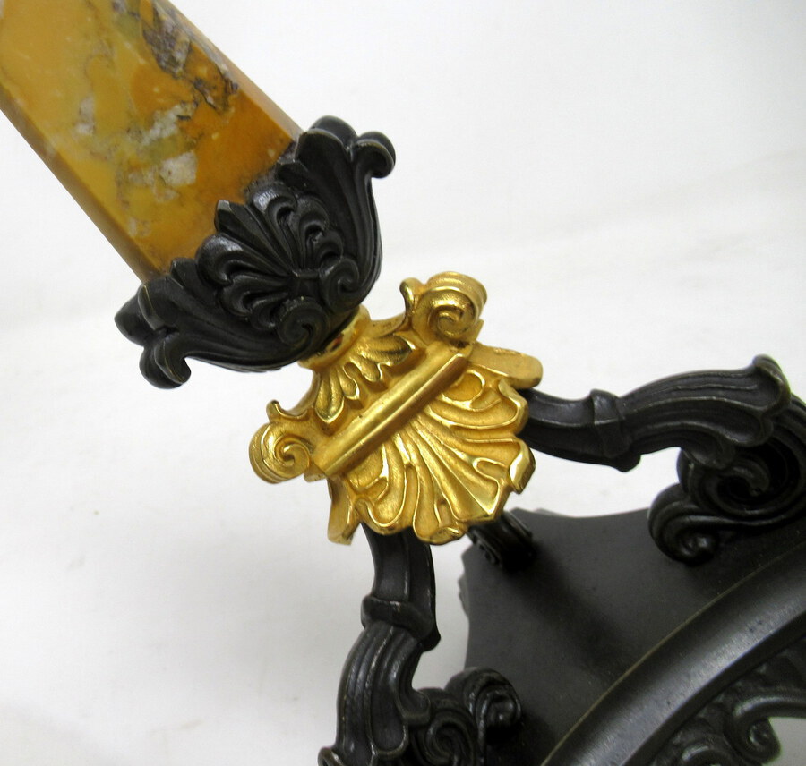 Antique Antique Pair of French Sienna Marble Grand Tour Bronze Candelabra Candlesticks