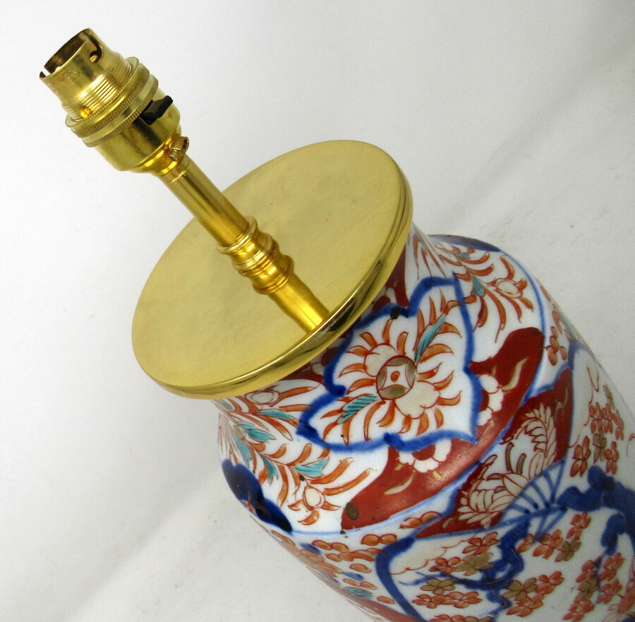 Antique Antique Vintage Japanese Chinese Imari Porcelain Ormolu Table Lamp Blue Red Gilt 