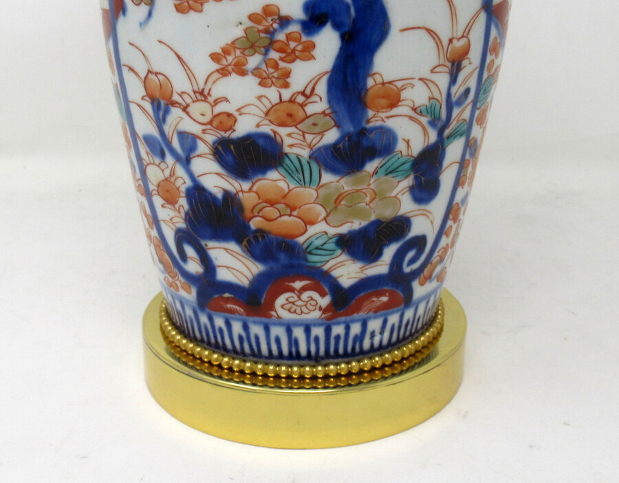 Antique Antique Vintage Japanese Chinese Imari Porcelain Ormolu Table Lamp Blue Red Gilt 