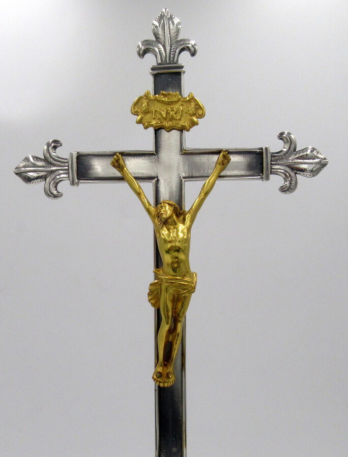 Antique Antique Vintage French Gilt Bronze Religious Holy Crucifix Jesus Christ Cross 