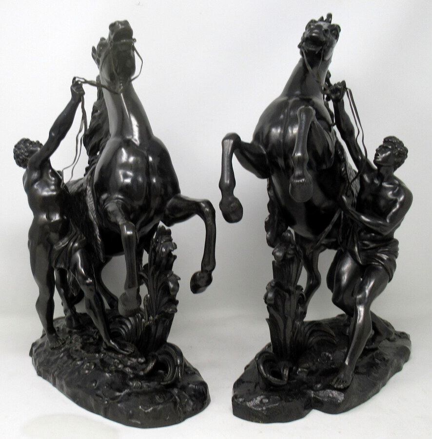 Antique Antique Pair French Bronze Marley Horses Equestrian Guillaume Coustou 1677-1746 