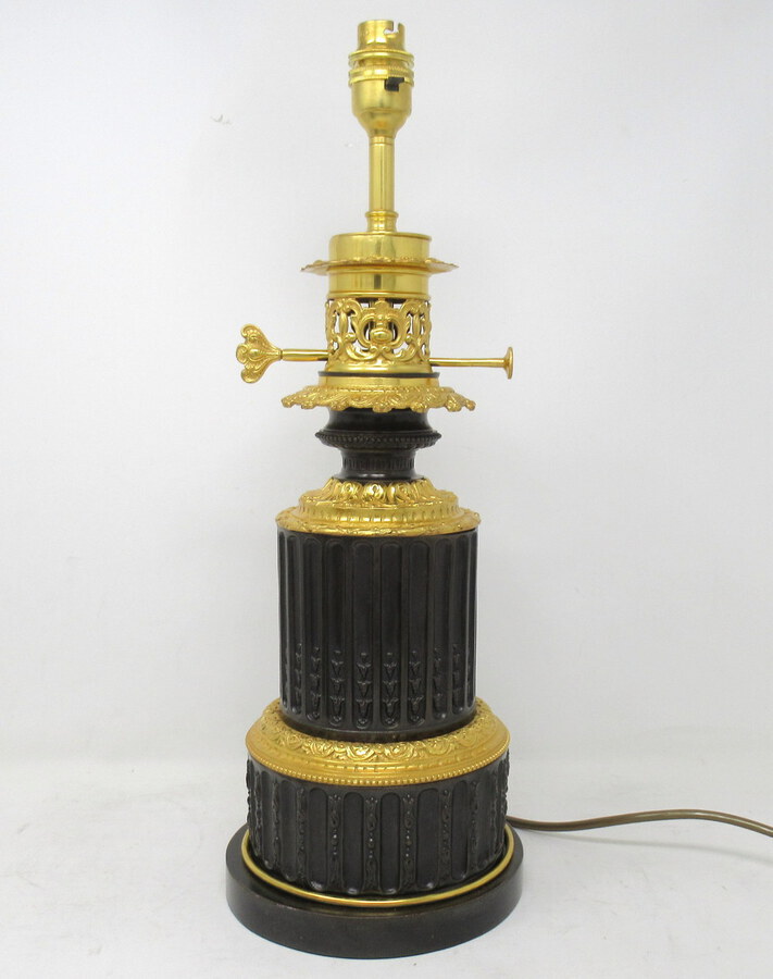 Antique Antique Pair French Gilt Bronze Electric Table Lamps Ormolu Mounts 19th Century 