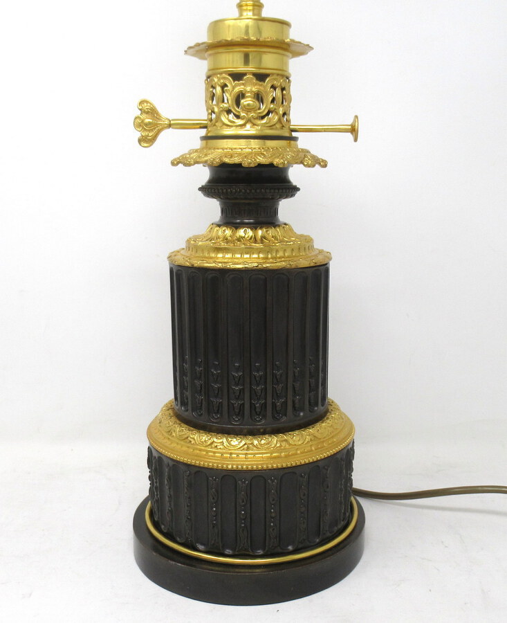 Antique Antique Pair French Gilt Bronze Electric Table Lamps Ormolu Mounts 19th Century 