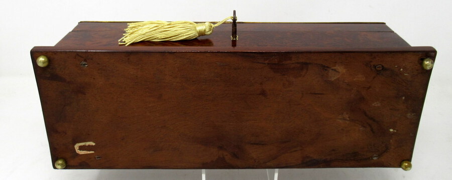 Antique Antique Victorian Brass Inlaid Birds Eye Maple Jewlery Casket Glove Box Casket 