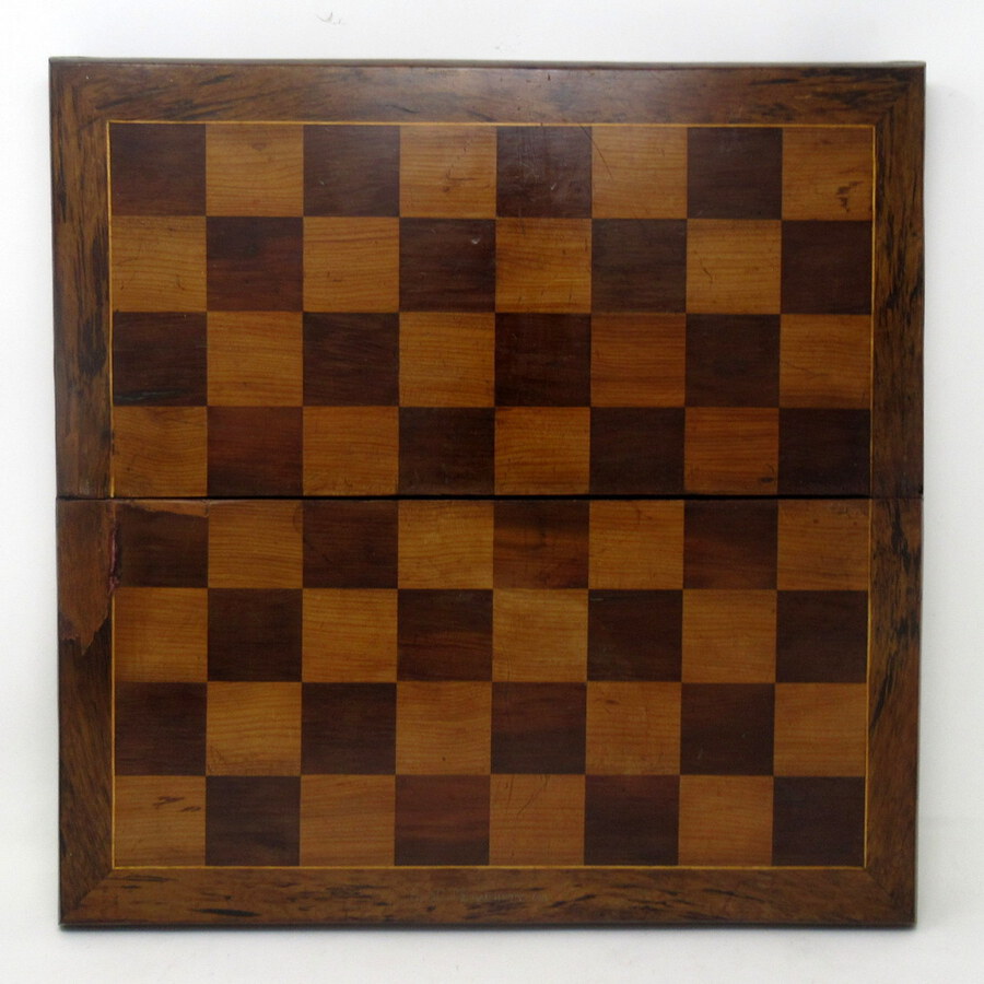 Irish Killarney Kerry Arbutus Wood Antique Chess Backgammon Games Board 19thCent 