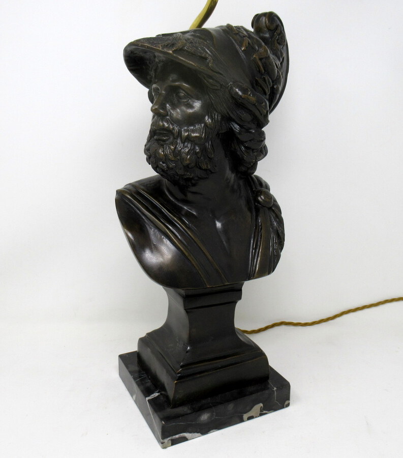 Attrib Benedetto Boschetti Bronze Male Bust of Ajax Greek Lamp Mythological Hero