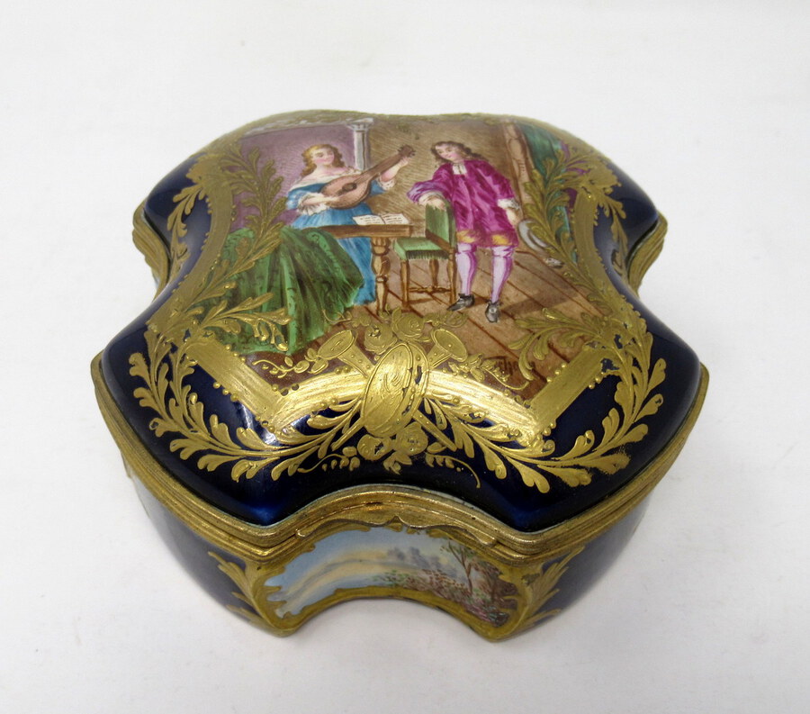 French Sevres Porcelain Hand Painted Jewellery Casket Ormolu Mounts 19th Century