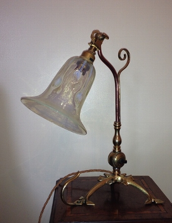 W.A.S Benson Table lamp Arts and Crafts Vaseline shade