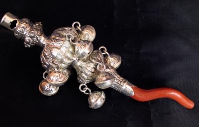 Stunning Victorian Style Sterling Silver Baby Rattle