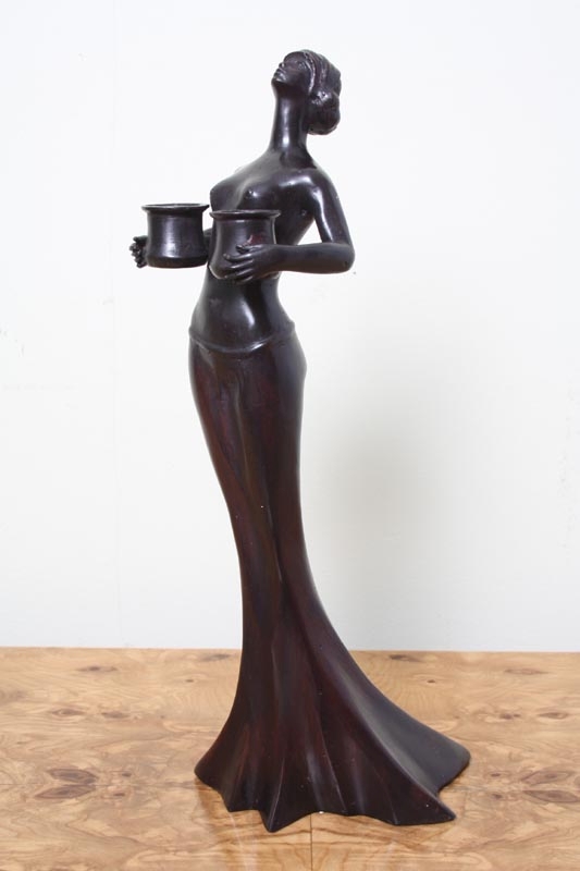 Stunning Bronze Lady in Flowing Dress Sculpture