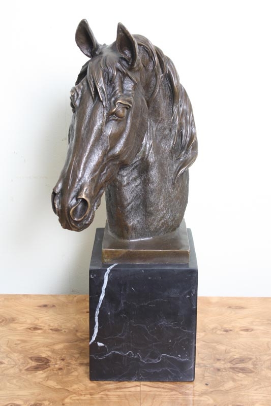 Beautiful Bronze Horse Stallion Head Sculpture Milo