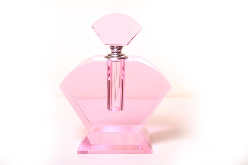 Art Deco Style Large Pink Crystal Perfume Bottle