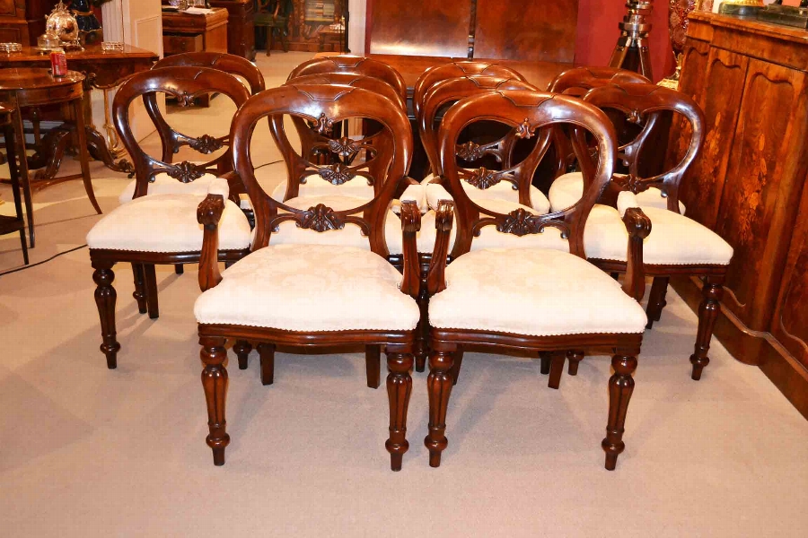Victorian Dining Chairs Set of 10 Baloon Back