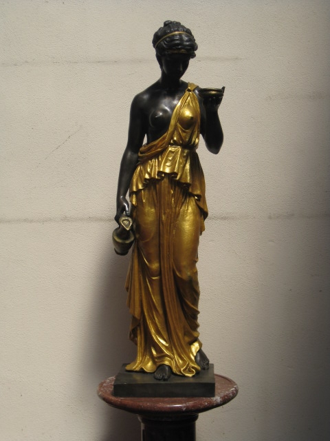 Stunning 4 Ft Gilded Bronze Statue Classical Maiden