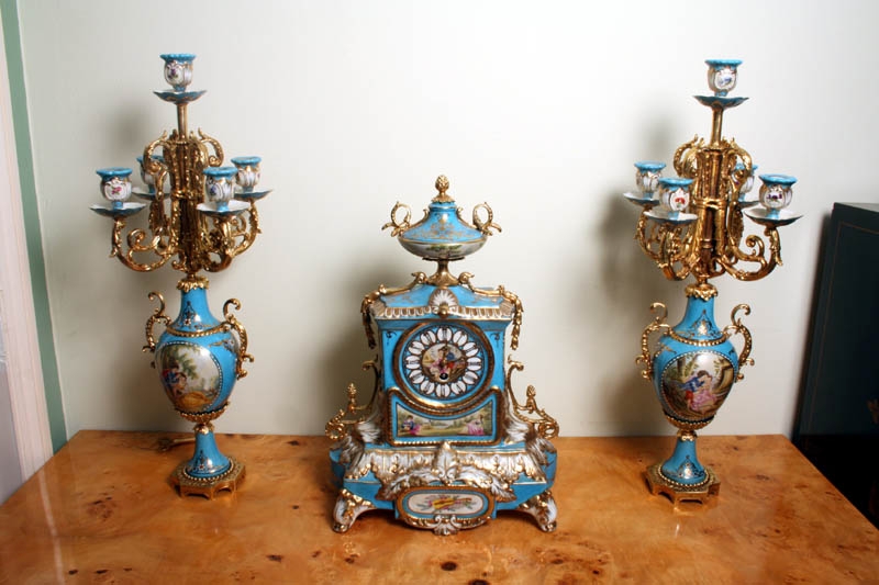 Fantastic French Porcelain Clock & Candelabra Set
