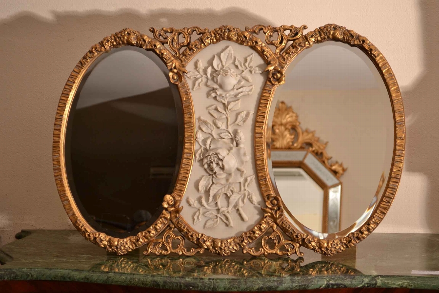 Stunning Gilded Italian Mirror Marbelised Plaque