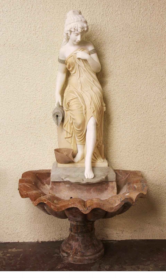 Stunning Solid Marble Fountain Statue Classical Woman