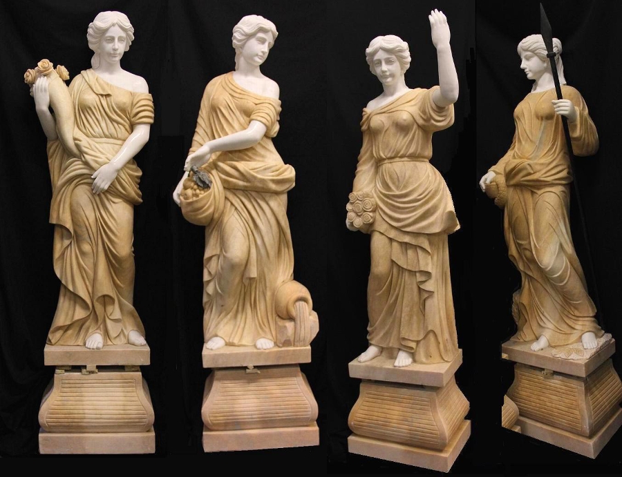 Stunning Life Size Four Seasons Marble Garden Statues