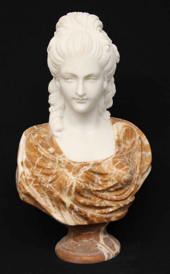 Stunning Red Marble Bust Statue Renaissance Lady