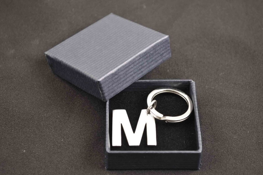 Beautiful Sterling Silver Key Ring Letter M Gift Idea