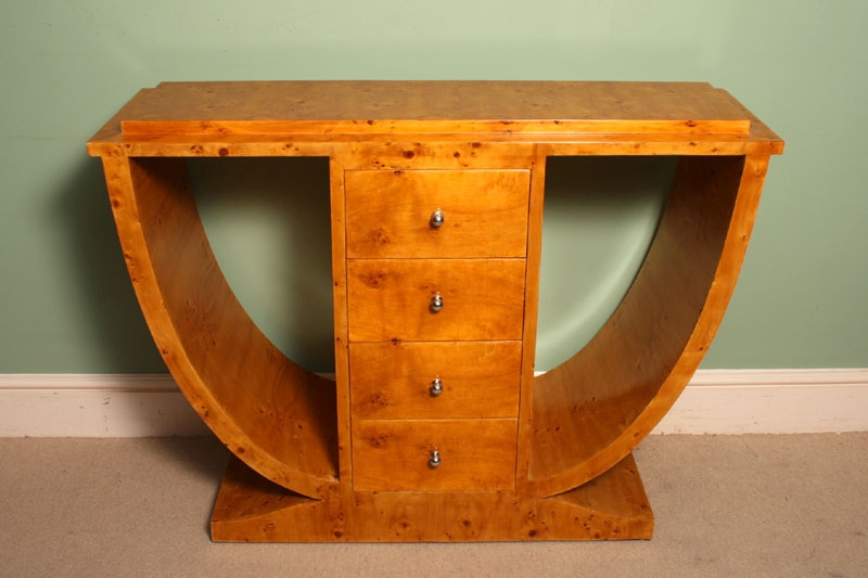Stunning Art Deco Birdseye Maple Console Table