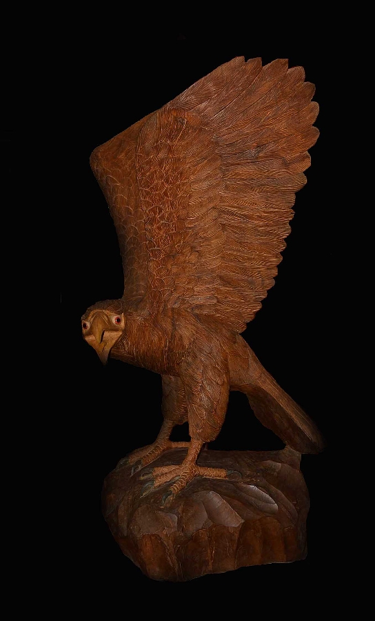 Enormous Vintage Carved Wood Eagle Sculpture
