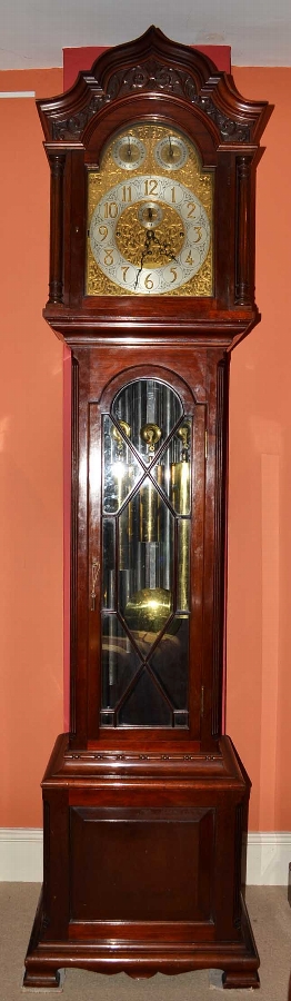 Antique Grandfather Clock with nine chiming tubes C1880