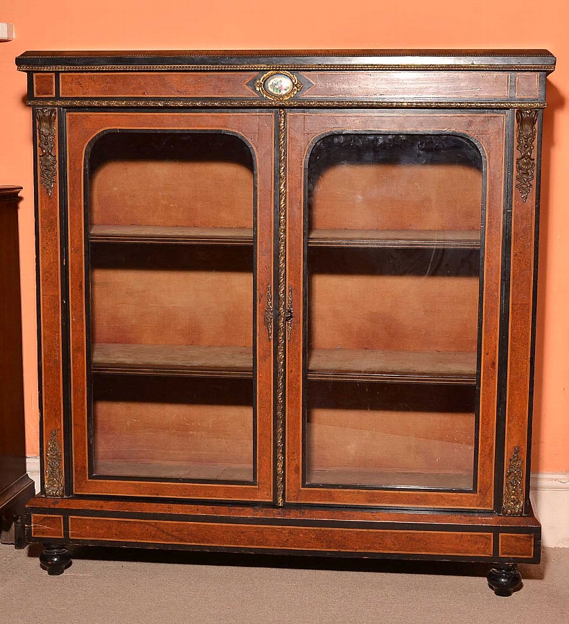 Antique Ebonised Pier Cabinet Sevres Amboyna C1880