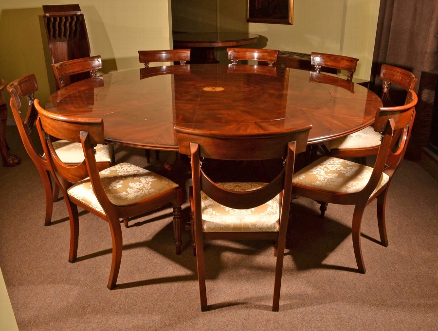 7ft Diameter Mahogany Jupe Dining Table & 10 Chairs