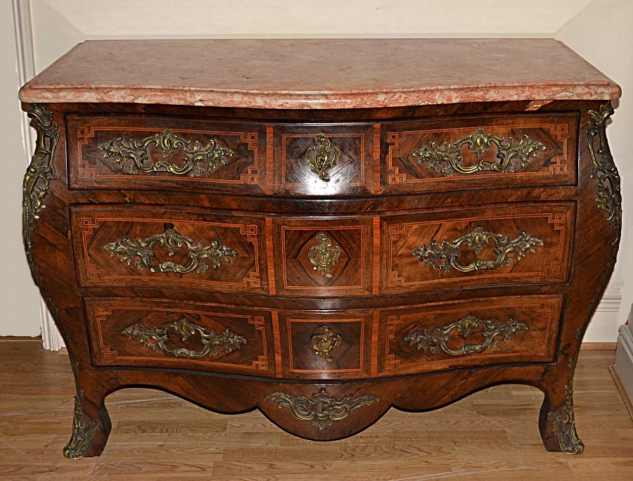 Antique French Louis XV Commode Chest of Drawers C 1880