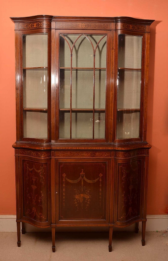 Antique Edwardian Inlaid Mahogany Display Cabinet C1900