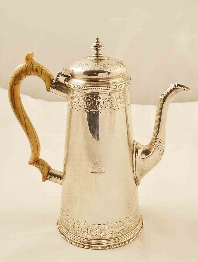 Antique English Victorian Silver Coffee Pot London 1865