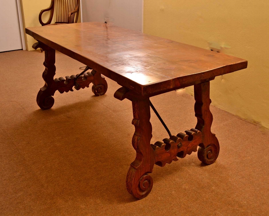 Antique Spanish walnut refectory dining table XVIII C